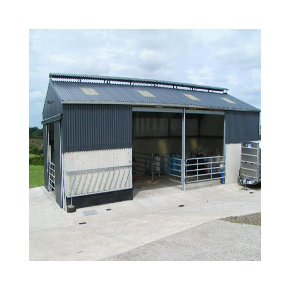 Economic China dairy cow shed cattle milking machine cow farm shed building cow barn with fencing