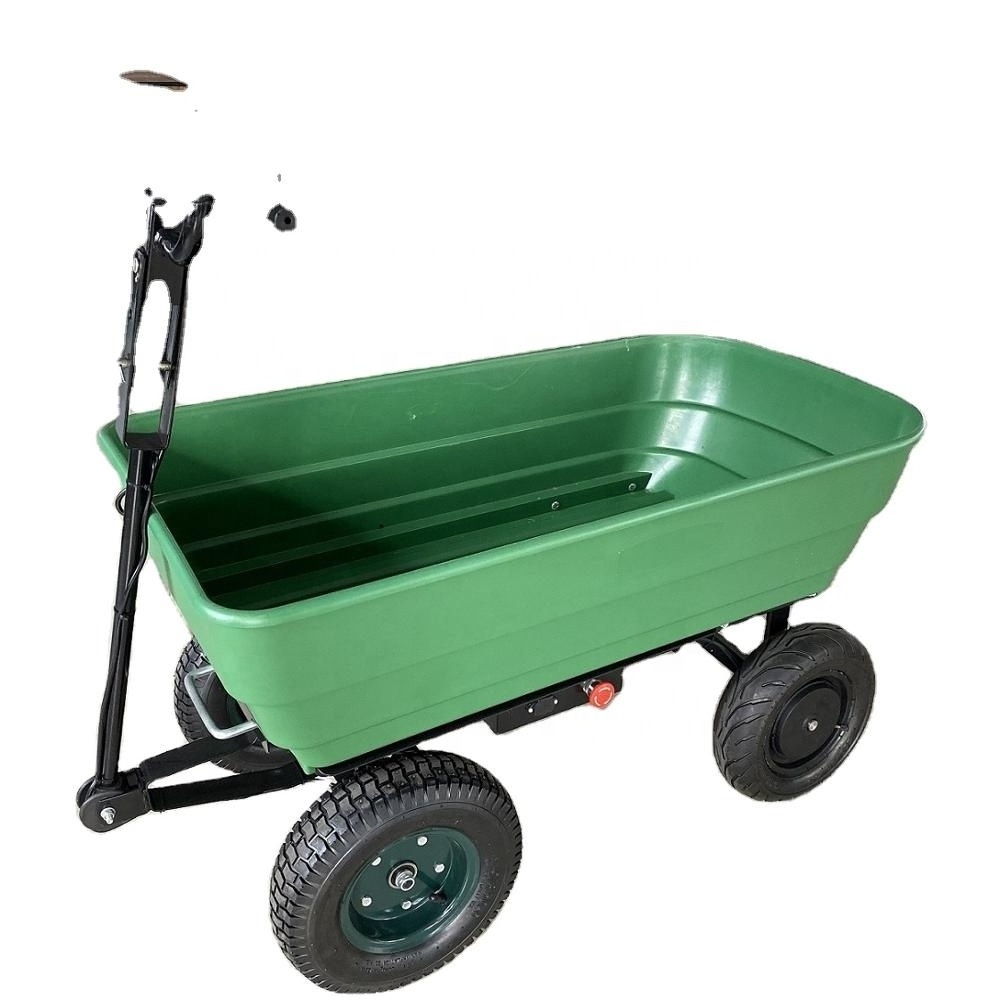 Electric Garden Cart Heavy Duty 4 Wheel Powered Trolley Wheelbarrow Tipper Truck Wagon