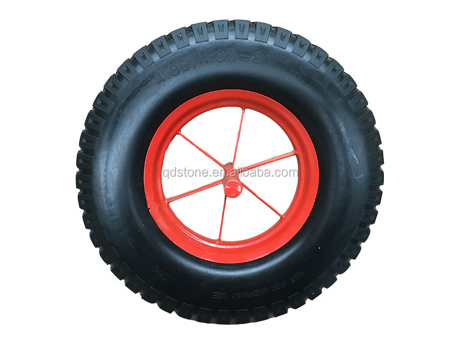 4.80/4.00-8 PU foam wheelbarrow wheel with solid axle 16 inch flat free tire