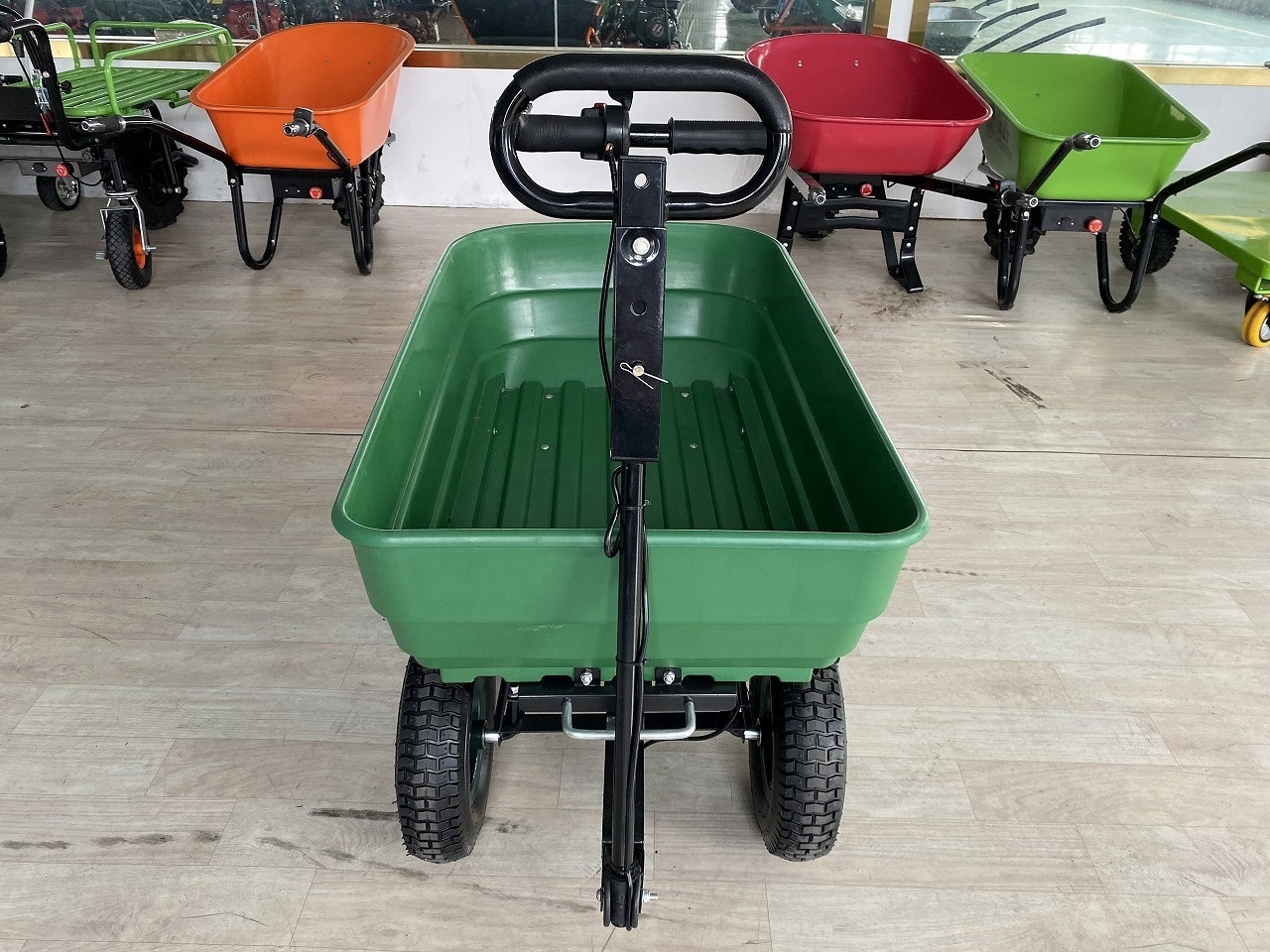 Electric Garden Cart Heavy Duty 4 Wheel Powered Trolley Wheelbarrow Tipper Truck Wagon