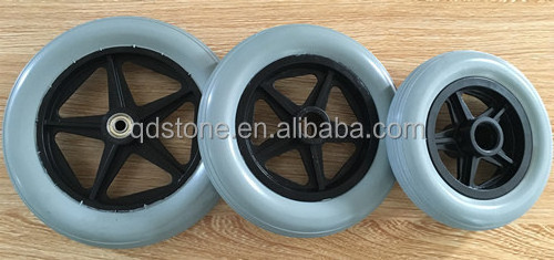 7 inch solid PU foam wheels complete with plastic rim for wheelchair