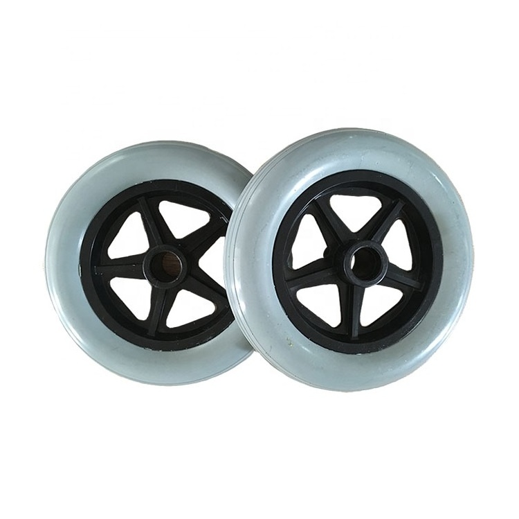 7 inch solid PU foam wheels complete with plastic rim for wheelchair