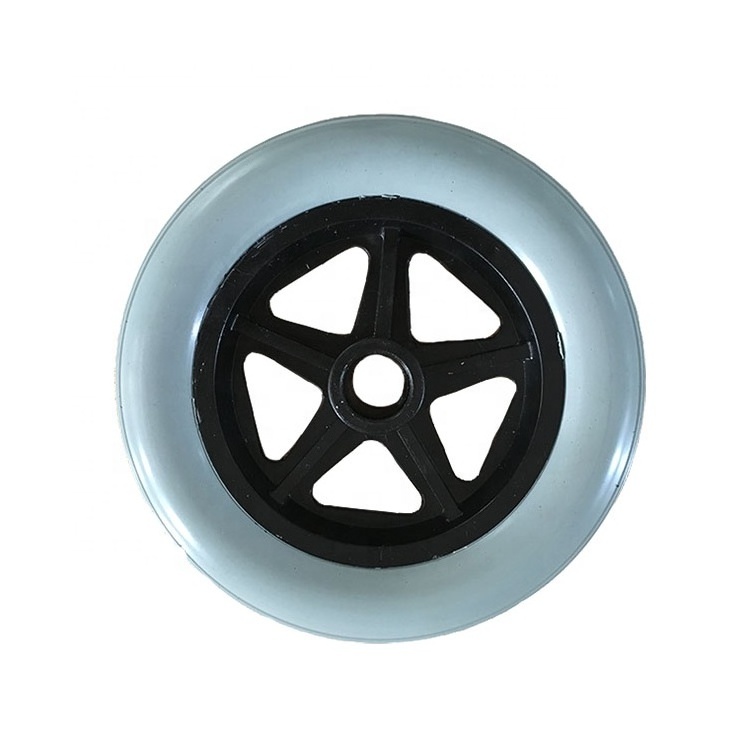 7 inch solid PU foam wheels complete with plastic rim for wheelchair