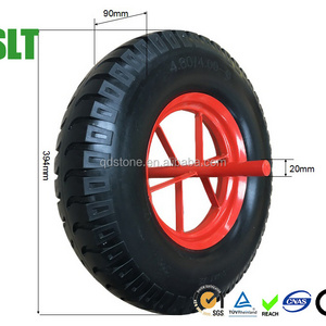 4.80/4.00-8 PU foam wheelbarrow wheel with solid axle 16 inch flat free tire