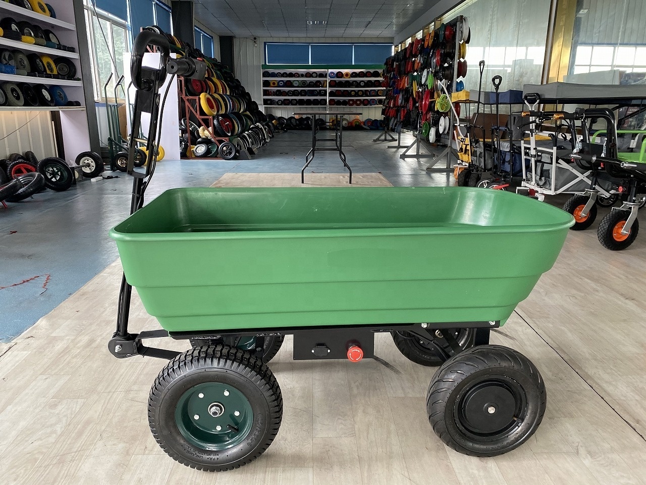 Electric Garden Cart Heavy Duty 4 Wheel Powered Trolley Wheelbarrow Tipper Truck Wagon