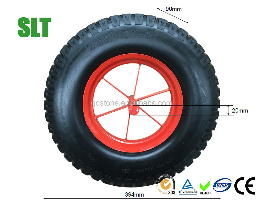 4.80/4.00-8 PU foam wheelbarrow wheel with solid axle 16 inch flat free tire