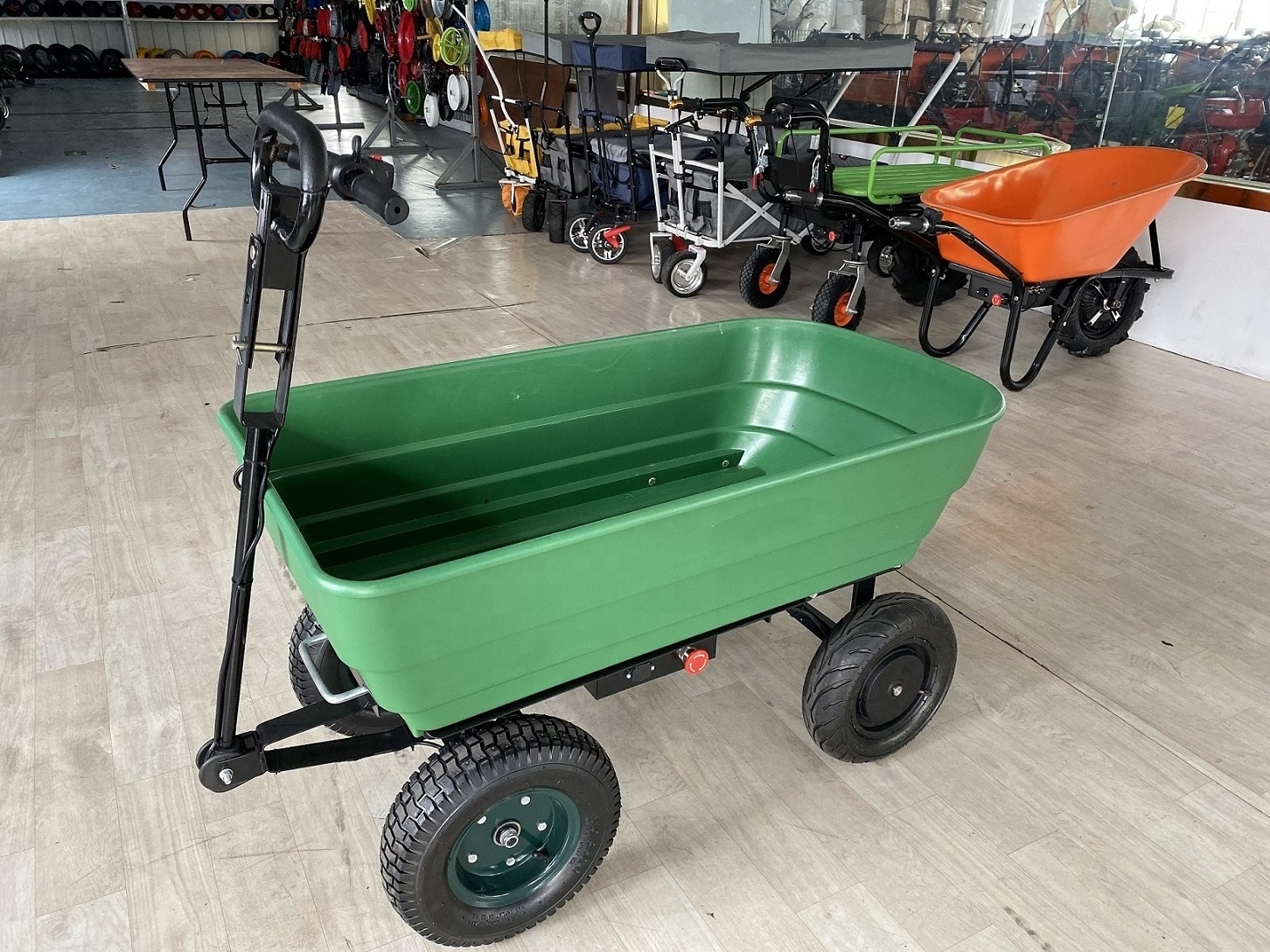 Electric Garden Cart Heavy Duty 4 Wheel Powered Trolley Wheelbarrow Tipper Truck Wagon