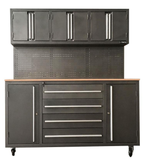 Modular tool storage system metal tool chest roller toolbox with wooden countertop garage  tool chest with eva foam drawer liner