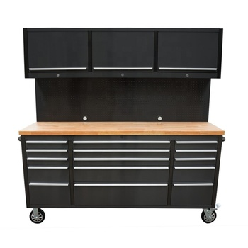 Modular tool storage system metal tool chest roller toolbox with wooden countertop garage  tool chest with eva foam drawer liner