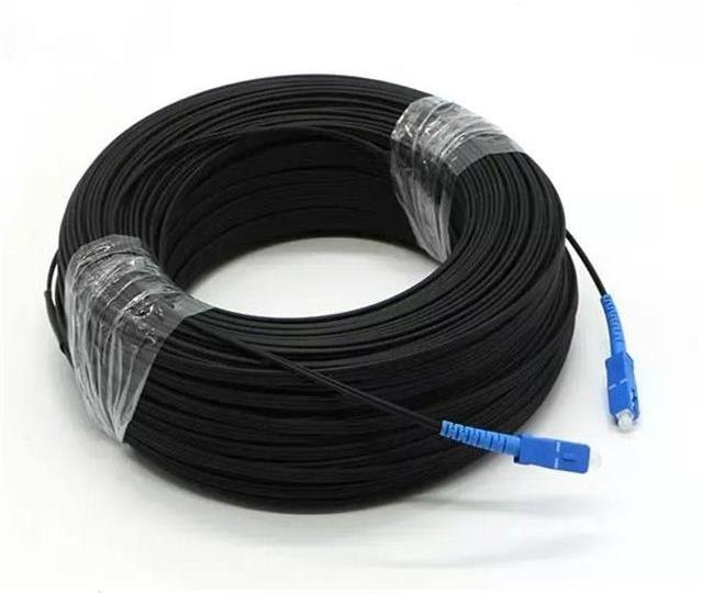 SC-SC Leather Cord Jumper Indoor Outdoor FTTH Flat Optic Cable Single-Mode Patch Cord with Connector