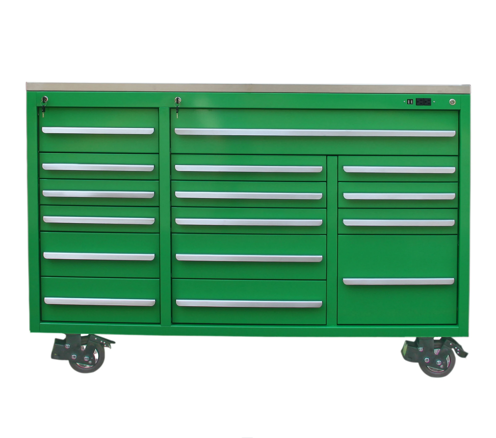 Mechanic tool box roller 16 drawer cabinet tool chest on wheels golden line tool cabinet work bench