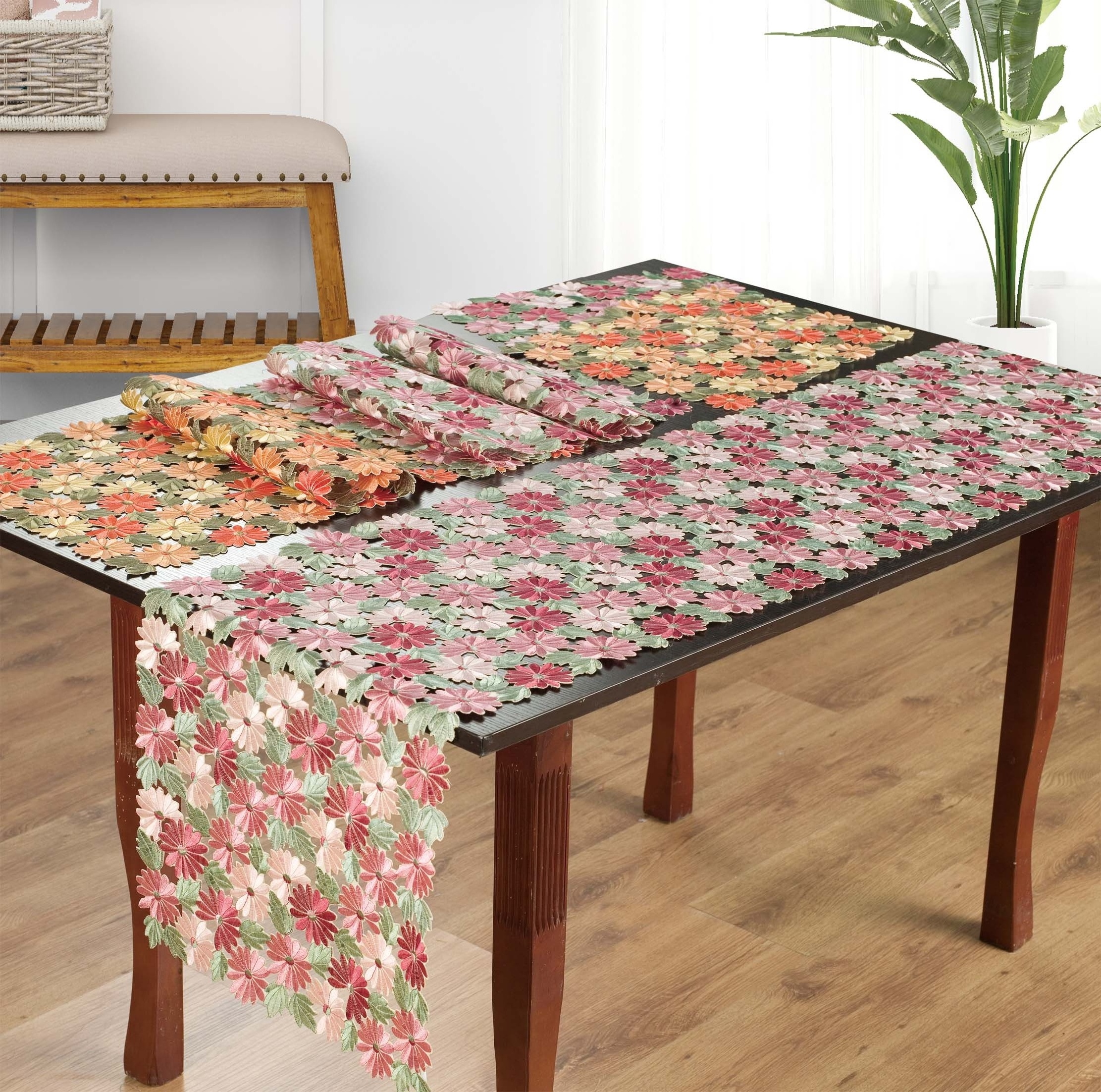 satin cutwork table cloth