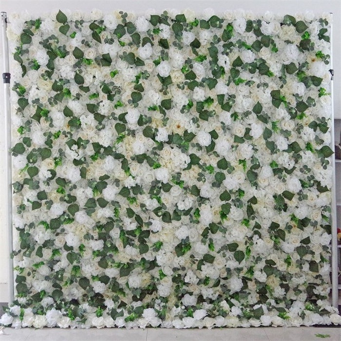 L-030 Wedding Wall Panel Fabric Cloth 3D Flowers Artificial Silk Rose Hydrangea Greenery Flower Wall