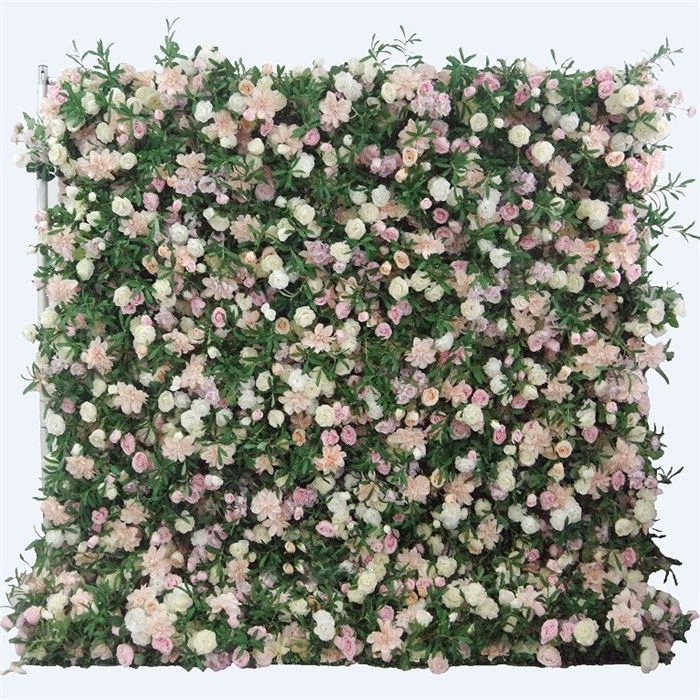 L-030 Wedding Wall Panel Fabric Cloth 3D Flowers Artificial Silk Rose Hydrangea Greenery Flower Wall