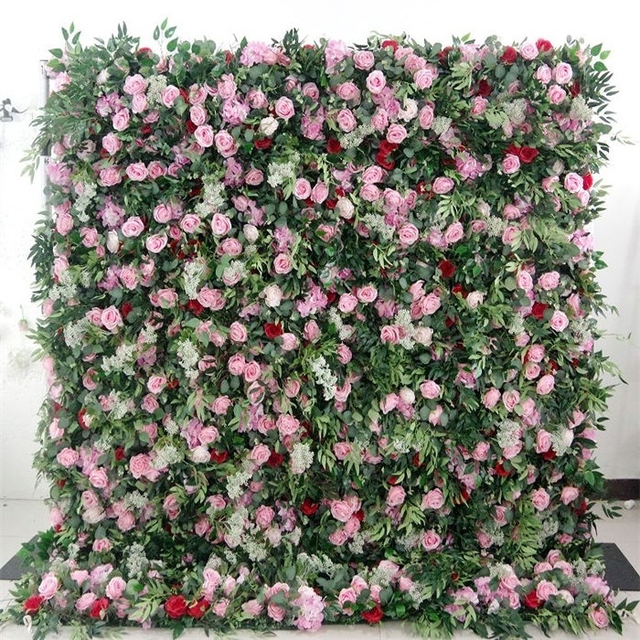 L-030 Wedding Wall Panel Fabric Cloth 3D Flowers Artificial Silk Rose Hydrangea Greenery Flower Wall