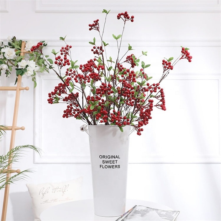 L-260 Photo props foam faux fruit red berry christmas decoration tree artificial blueberry branch for home