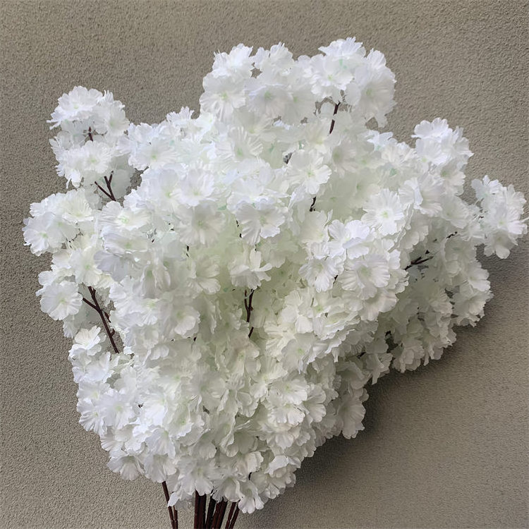 L-322 Wholesale wedding decoration tree artificial silk flowers white cherry blossom branches for table arch