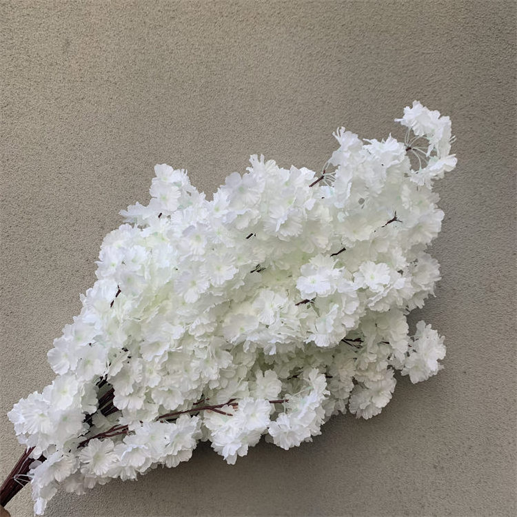 L-322 Wholesale wedding decoration tree artificial silk flowers white cherry blossom branches for table arch