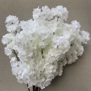 L-322 Wholesale wedding decoration tree artificial silk flowers white cherry blossom branches for table arch