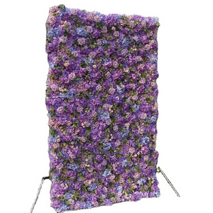 L-223 New style 8ft*8ft panel artificial fabric rose hydrangea eucalyptus wedding decor backdrop purple flower wall