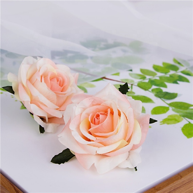 SYB72601 high quality wedding decoration supplier DIY flower wall Artificial Flowers head Blush Roses Realistic Fakes Roses head