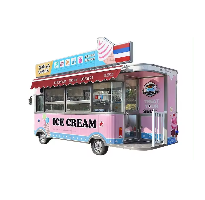 2024New arrival top quality mobile street vintage caravan car dining standard concession electric tricycle fast food kiosk truck