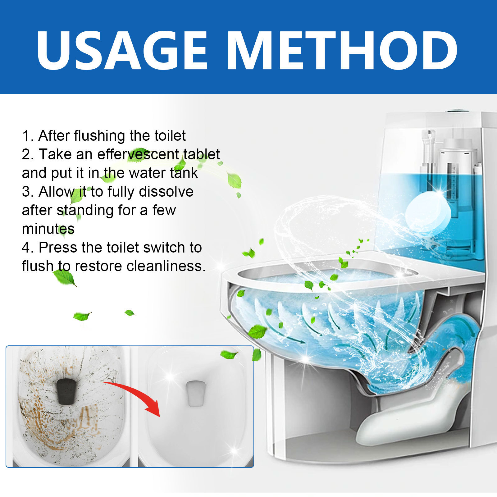 Popular toilet cleaning products non-toxtic automatic toilet bowl cleaner toilet detergent cleaner tablet