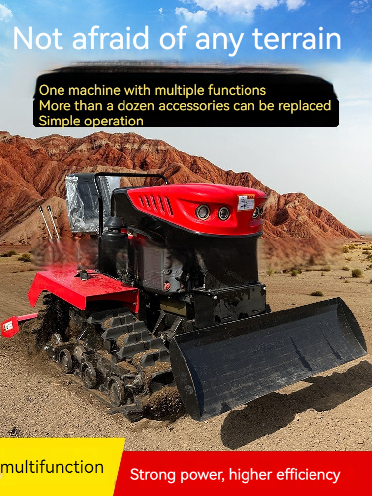 Tracked Mini Tiller Plowing Machines Small Farm Tractor Garden Farm Cultivator With Plough Farm Machines