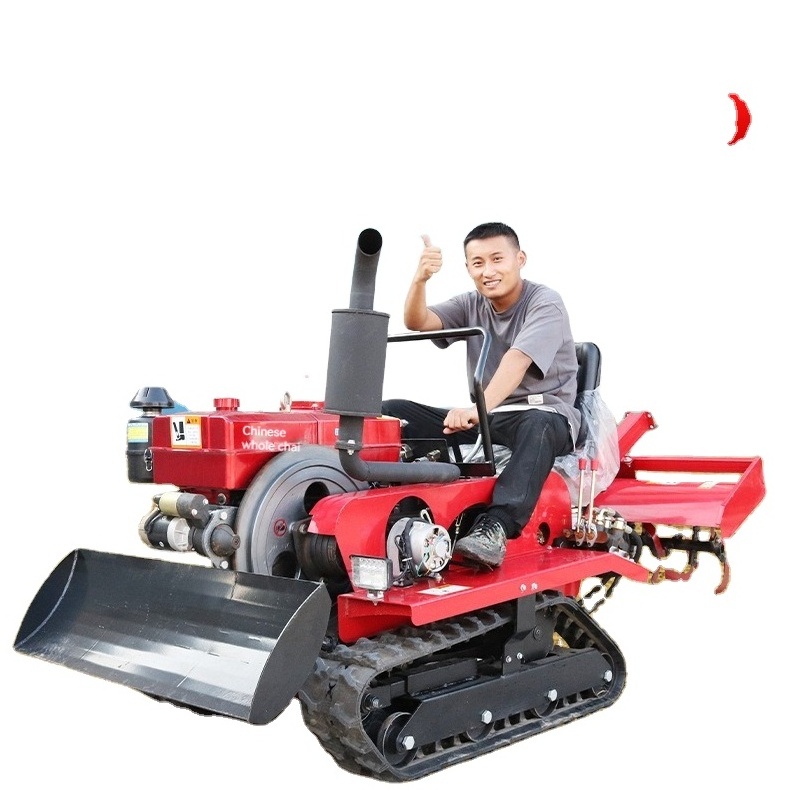 Tracked Mini Tiller Plowing Machines Small Farm Tractor Garden Farm Cultivator With Plough Farm Machines