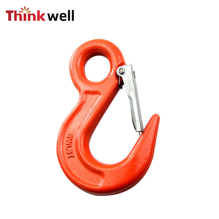 High Tensile G80 Large Opening Eye Clevis Sling Triangle Swivel Forest Chain Hook With Safety Latch