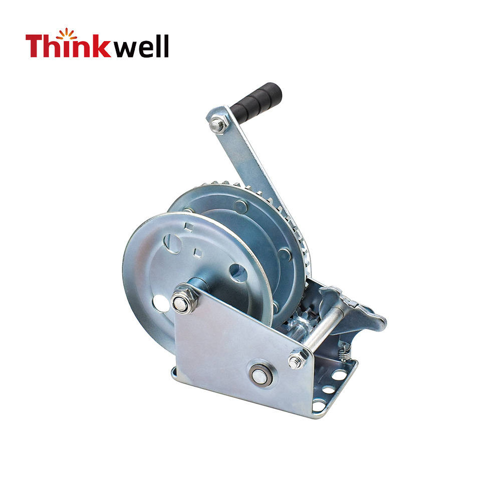 Wholesale Custom Tradable 600lbs Capacity Manual Hand Crank Towing Winch 26FT Steel Cable Trailer Winch