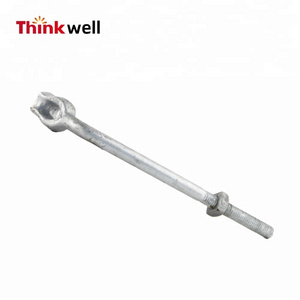 HDG Forged Screw Twin Double Strand Thimble Stay Rod Straight Eye Bolt Anchor Rod Overhead Line Fitting