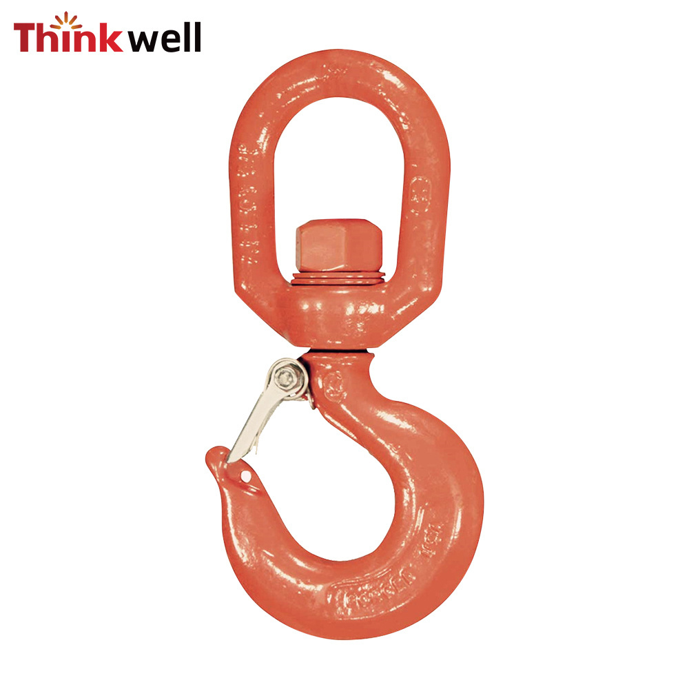 High Tensile G80 Large Opening Eye Clevis Sling Triangle Swivel Forest Chain Hook With Safety Latch