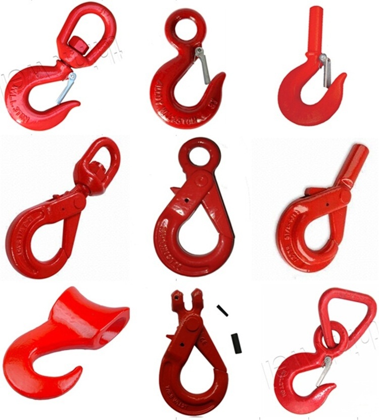 High Tensile G80 Large Opening Eye Clevis Sling Triangle Swivel Forest Chain Hook With Safety Latch