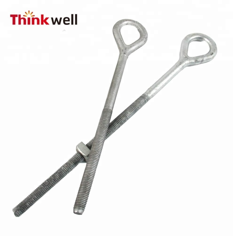 HDG Forged Screw Twin Double Strand Thimble Stay Rod Straight Eye Bolt Anchor Rod Overhead Line Fitting