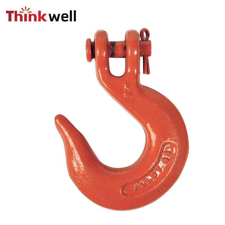 High Tensile G80 Large Opening Eye Clevis Sling Triangle Swivel Forest Chain Hook With Safety Latch