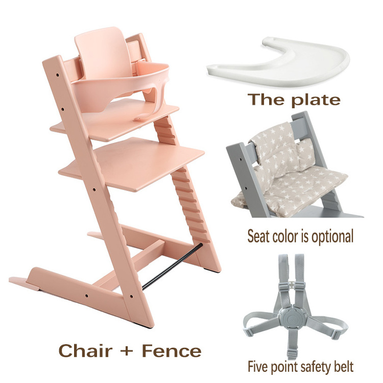 Wooden High Chair Baby Feeding  Portable Compact Fold 3 in 1 Adjustable Trend Sit High Kids Chair With Table