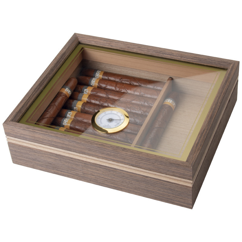 Black walnut Luxury Wood Handcrafted Cigar Humidor - Cigar Set Gifts for Men - Cigar Accessories - Humidor Humidifier