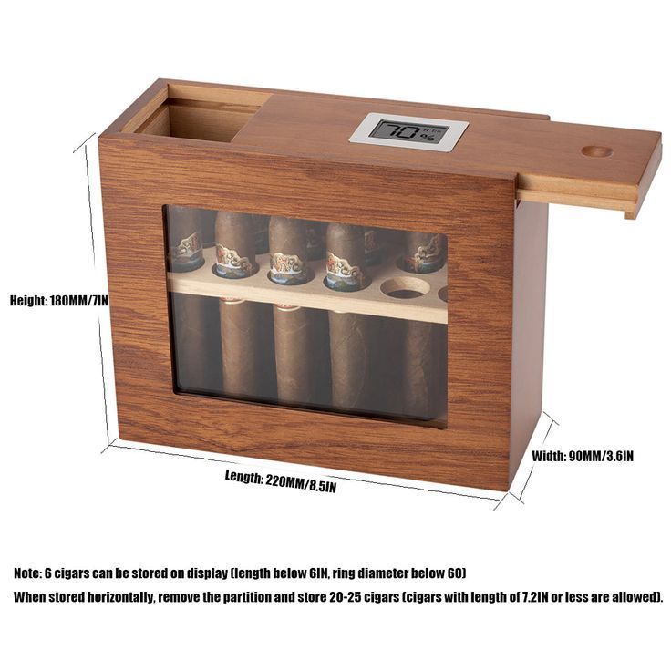 New Wooden Humidor Box For Cigar W/ Hygrometer Humidifier Portable