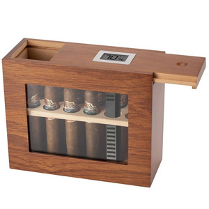 New Wooden Humidor Box For Cigar W/ Hygrometer Humidifier Portable