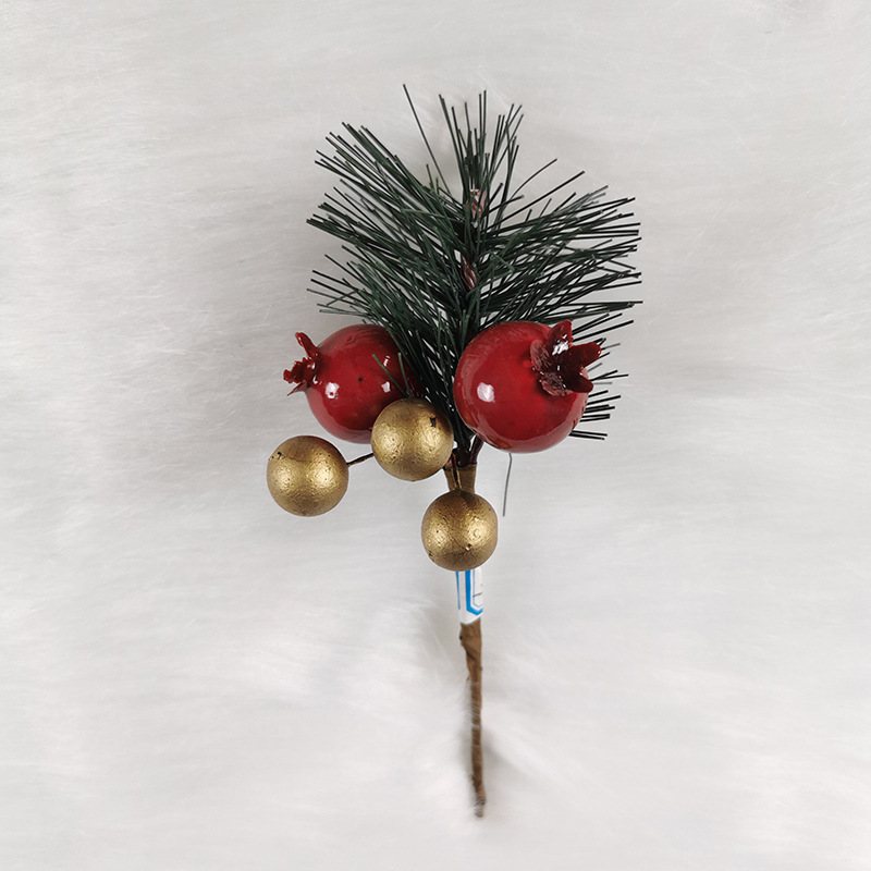 Wholesale red berry branches snow pine spray artificial christmas tree floral spray picks for christmas decoration