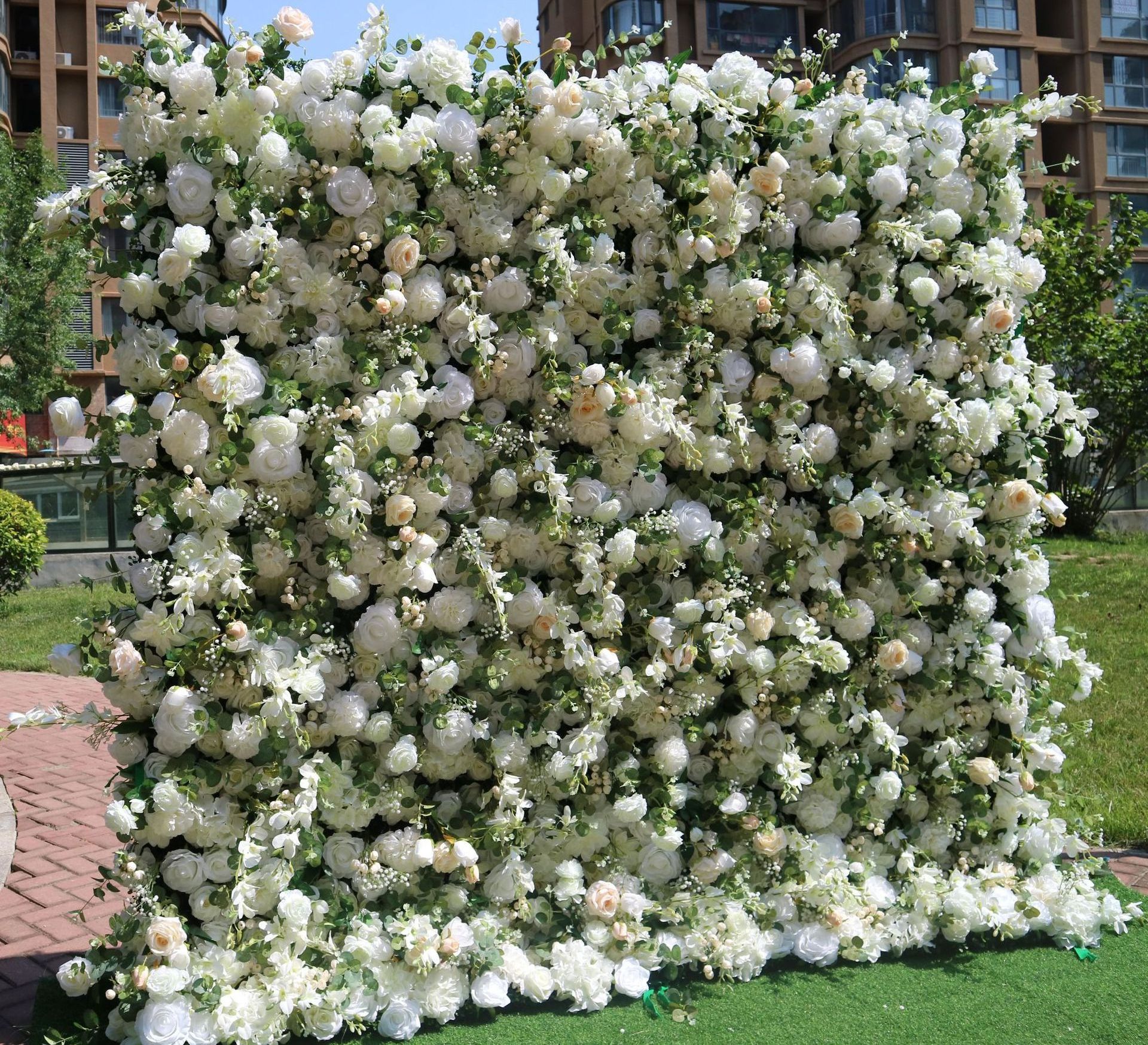 Custom Wedding Floral Wall Backdrop Decor 3D RollUp Flowerwall Mat Artificial Silk Green Flower Wall Greenery Backdrop Panel