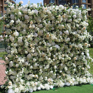 Custom Wedding Floral Wall Backdrop Decor 3D RollUp Flowerwall Mat Artificial Silk Green Flower Wall Greenery Backdrop Panel