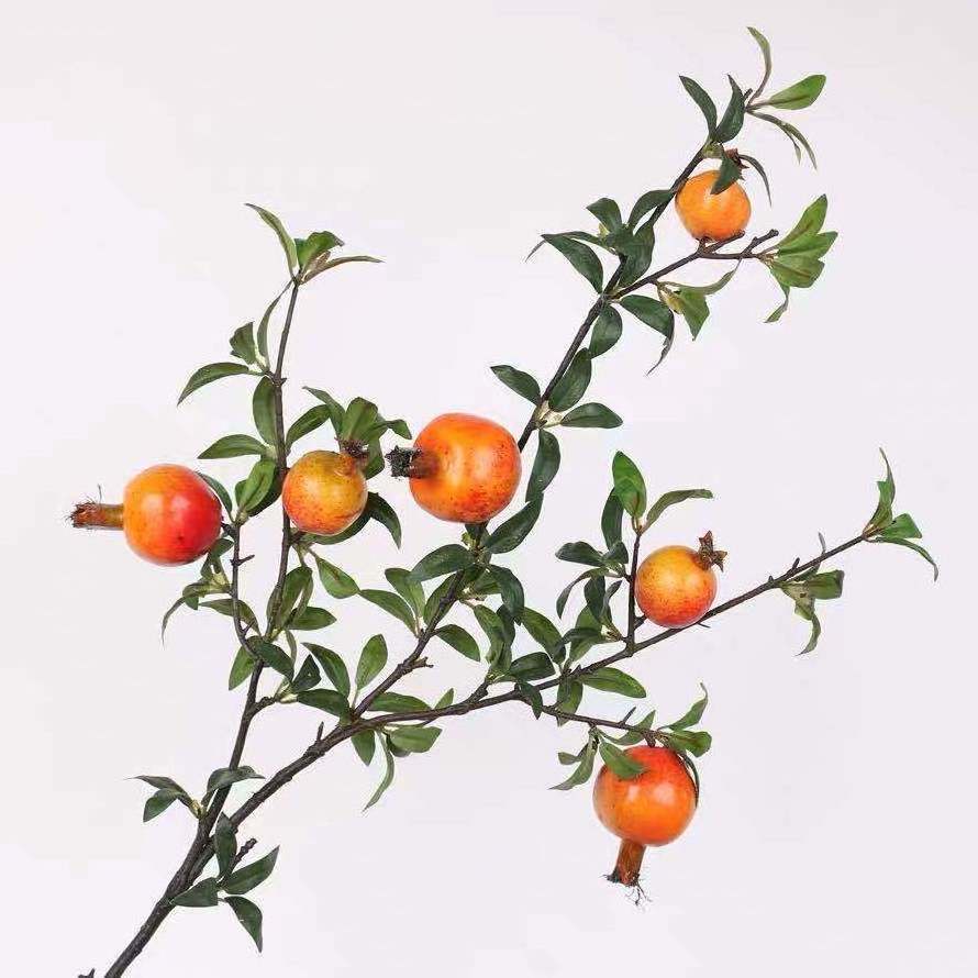 Wholesale Artificial beautiful Pomegranate Fruit Branch Stems Artificial Tree Branch for Christmas For Home Decoration