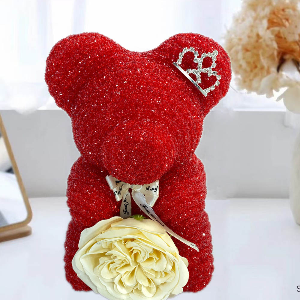 Valentine Artificial Rose Mini Bear Styrofoam Bear Of Rose Soap Bouquet