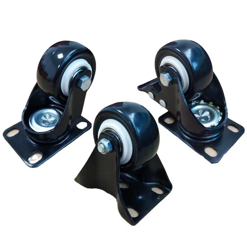 Light Duty Furniture Casters Threaded Stem Black Castor Trolley Wheels Wheels Swivel Top Plate Pvc Caster Wheel