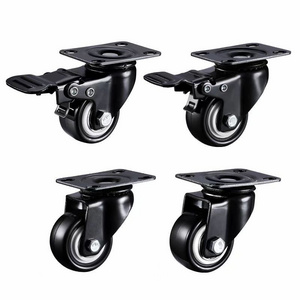 3 3.5 4 5 6 8 Inch Zinc Plated Black Solid Rubber Oil Proof Wheel Castor Rigid Swivel Locking Brake Trolley Cart Garbage Casters