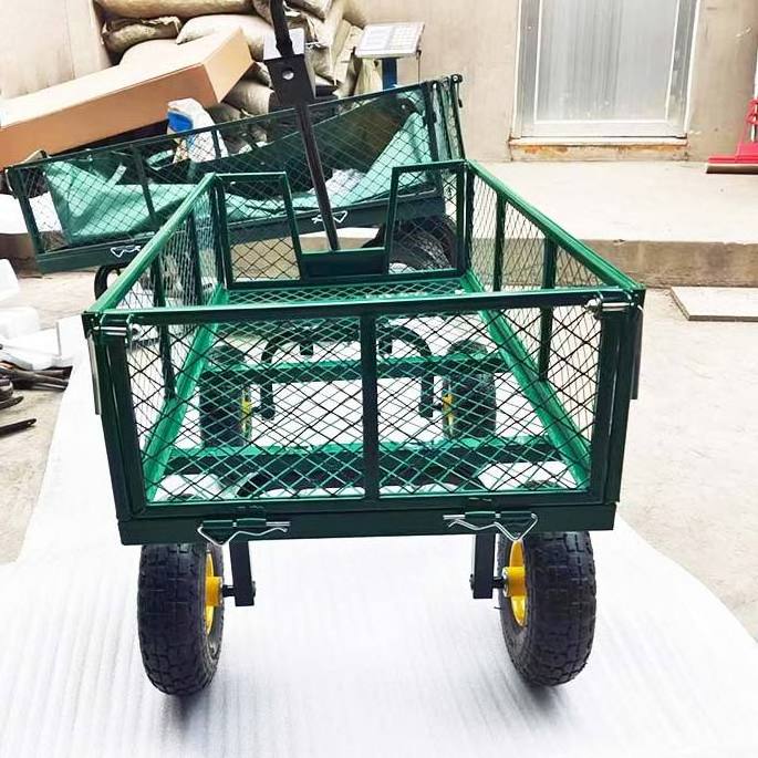 Tongshunfa Green Trailer Cart Pull Wagon Hand Trucks Garden Transport Cart For Outdoor