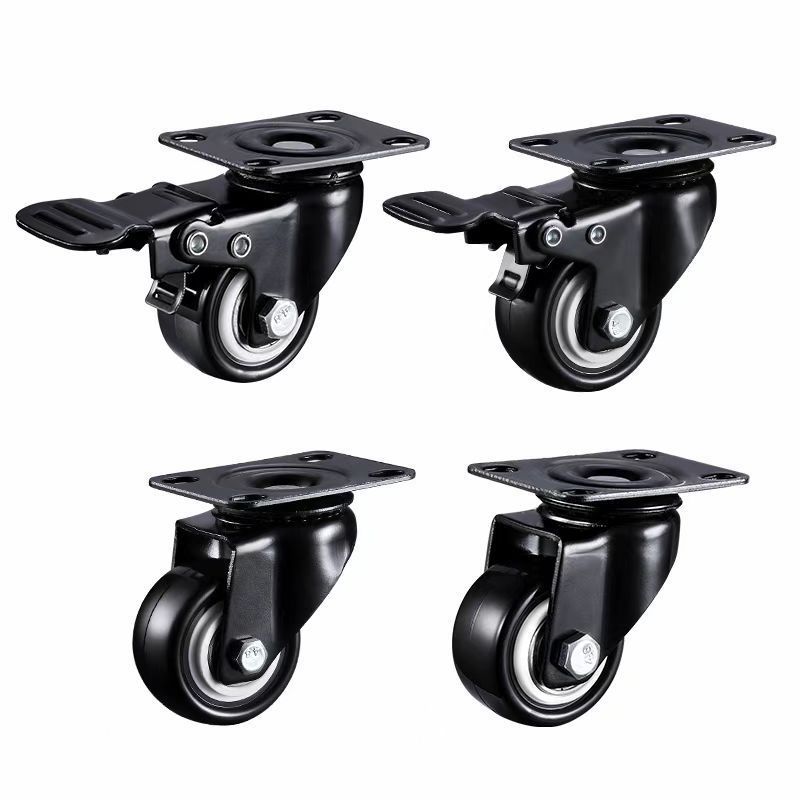 Wholesale Zinc Plated Black Solid Rubber Tire Silent Swivel Locking Brake 3 Inch Rubber Wheel Casters For Industry Application