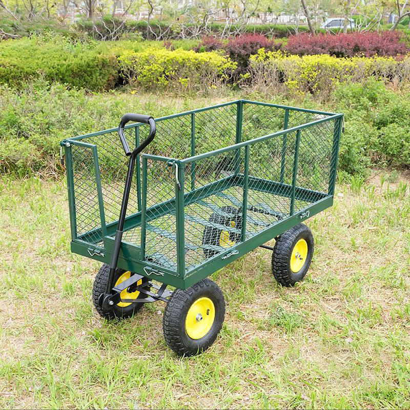 Tongshunfa Outdoor Utility Garden Tool Cart Transport Mesh Garden Cart With Cloth Pocket